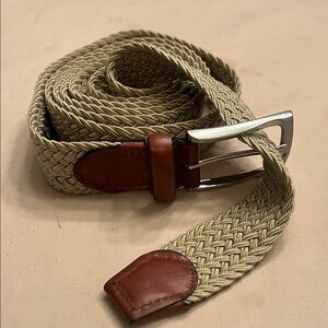 Roundtree & Yorke Beige and Brown Woven Belt